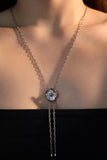 Platinum Plated Polar Star Clock Lariat Necklace