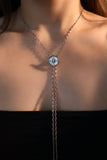 Platinum Plated Polar Star Clock Lariat Necklace